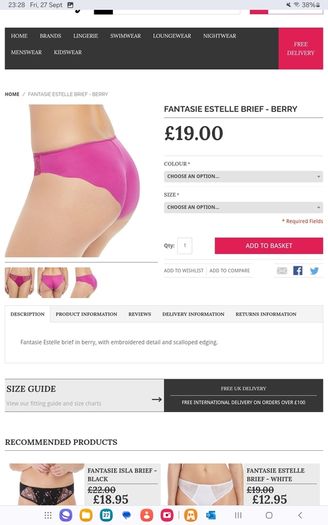 Fantasie Estelle - Underwired Side Support Bra 30F and Briefs S - Berry - BNWT RRP 80
