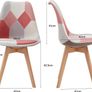 Set of 4 PATCHWORK Upholstered Dining Chairs Morandi Pink  with Patchwork Fabric and Metal Beech Wood Legs for Bedroom Living Room Kitchen Image 3