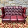 Vintage ox blood leather 3 seater Chesterfield sofa. Image 8