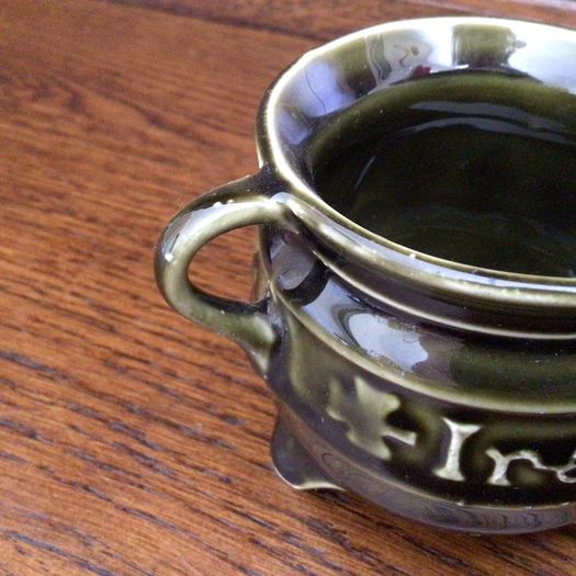 A Pair of Vintage Dark green ireland Decorative cauldron pots