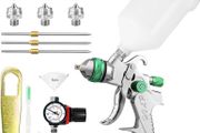Spray Gun Paint Sprayer HVLP Gravity Feed Air Spray with Air Regulator 1.4/1.7/2.0mm Paint Gun for Car &amp; House DIY Painting, Furniture, Fence Painting (Green)