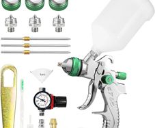 Spray Gun Paint Sprayer HVLP Gravity Feed Air Spray with Air Regulator 1.4/1.7/2.0mm Paint Gun for Car & House DIY Painting, Furniture, Fence Painting (Green)