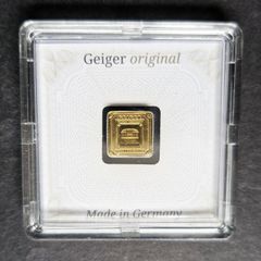 Gold Bar Geiger original - 1 gram .9999 square in capsule assay