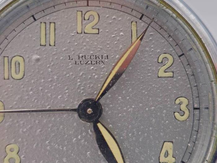 Vintage 1940s L.Ruckli Luzern Swiss made Alarm Clock WW2 Era