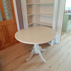 White Circular Drop Leaf Dining Table 102cm