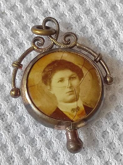 Antique double sided photo locket pendant