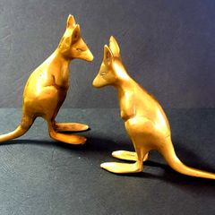 Pair Of Vintage Brass Kangaroo's (Bookends)