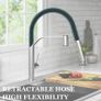 Kitchen Tap, Kitchen Mixer Taps with Pull Out Sprayer, Swivel Single Handle High Arc Pull Down Stainless Steel Sink Faucet, Mixer Taps 1 Hole Lever Sink Tap, Brushed Nickel Image 3