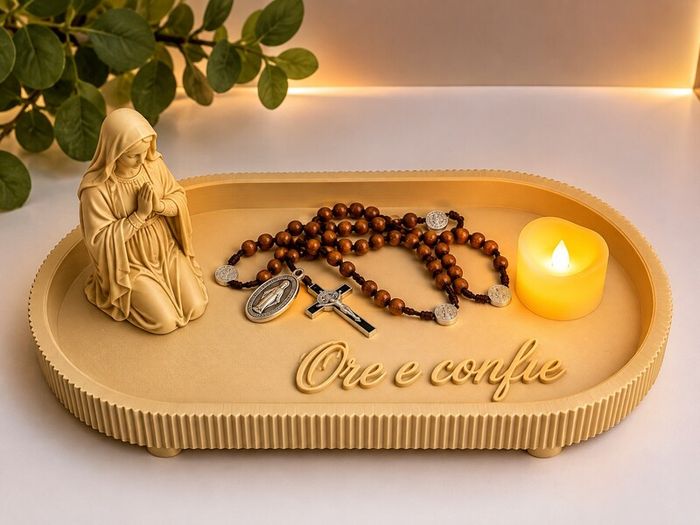 Rosary Holder  Prayer Tray with LED Candle Prayer Corner