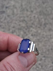 Stunning Art Deco Blue Chalcedony Ring