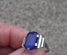 Stunning Art Deco Blue Chalcedony Ring