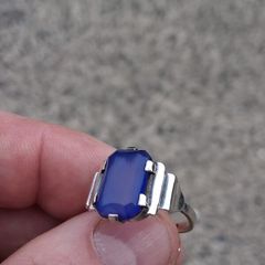 Stunning Art Deco Blue Chalcedony Ring