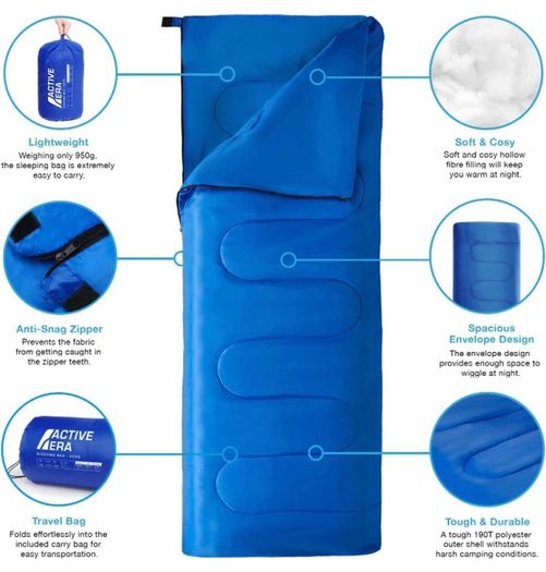 Envelope Sleeping Bag for Adults and Kids, Lightweight & Warm for Traveling, Camping, Hiking, Indoor & Outdoor Activities - 190 x 75cm (FREE POSTAGE)
