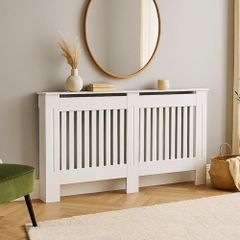 White Radiator Cover Cabinet Stylish Wooden Heater Cover with Shelf