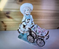 Fine Porcelain Girl With Flower Cart Vintage Lenwile Ardalt Art Ware ROC Japan
