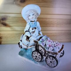 Fine Porcelain Girl With Flower Cart Vintage Lenwile Ardalt Art Ware ROC Japan