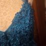 Teal Lace Mermaid Debs Dress Formal Evening Gown Side Split Maxi UK 12 Image 2