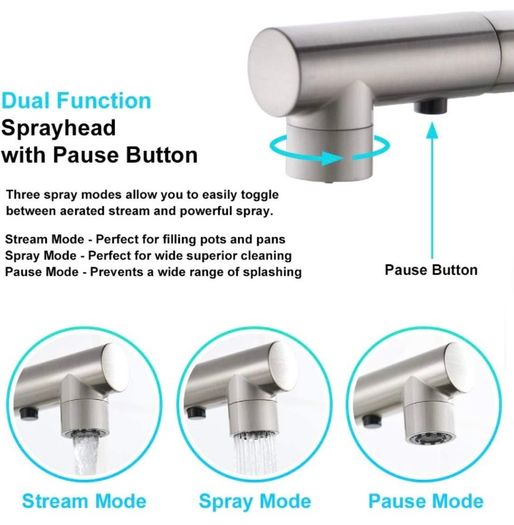 Kitchen Tap with 3 Function Sprayer Pull Out Kitchen Mixer Tap, 360 Degree Swivel Kitchen Sink Tap, Single Handle Sink Tap for Bathroom or Kitchen, Matte Black (FREE POSTAGE)