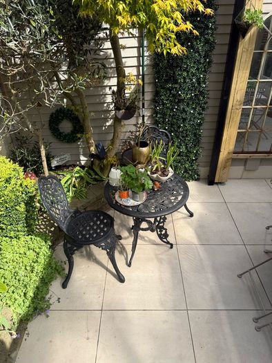 Vintage Cast Iron Garden Bistro Set - Table & 2 Chairs