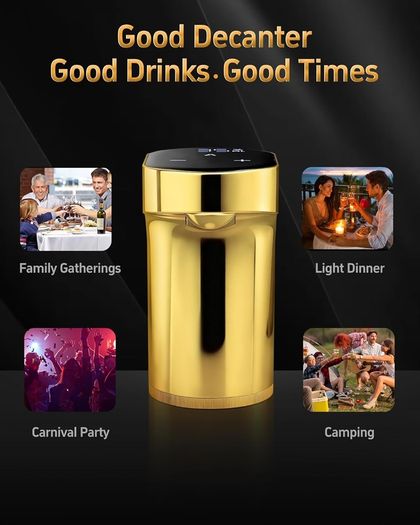 5-in-1 Electric Wine Decanter & Smart Liquor Dispenser - Easter Party Essential | Automatic Aerator with 1-999ml Precision Dosing | Easter Gift for Wine Lovers, Whiskey Enthusiasts & Hosts (Gold)