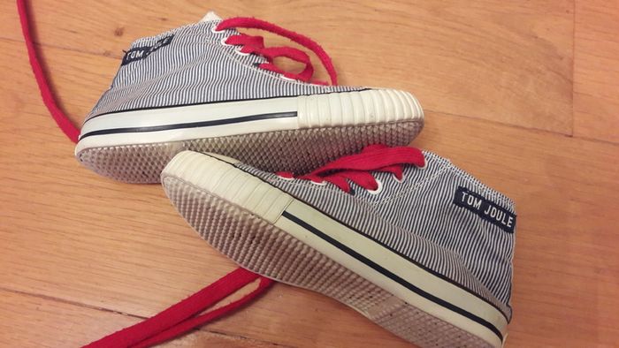 Tom Joule navy stripped canvas shoes