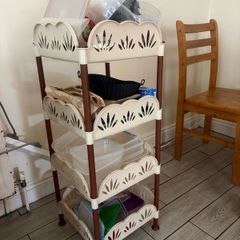 4-Tier Kitchen Trolley Cream & Brown