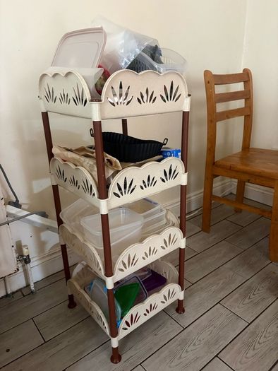 4-Tier Kitchen Trolley Cream & Brown