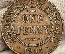 Australia 1936 One Penny 1d Coin