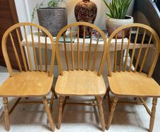 3 x Extremely Sturdy Wooden Kitchen Dining Chairs - Can Deliver