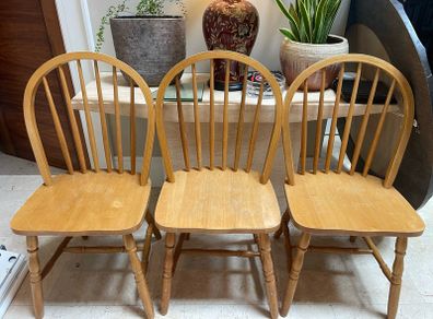 3 x Extremely Sturdy Wooden Kitchen Dining Chairs - Can Deliver