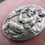 Religious antique French silvered catholic medal pendant plaque memorial tablet of Saint Christopher Image 2