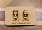 Holly and Liz - Coffee Cup Stud Earrings Made from Maple Wood
