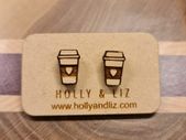 Holly and Liz - Coffee Cup Stud Earrings Made from Maple Wood