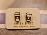 main image for ad Holly and Liz - Coffee Cup Stud Earrings Made from Maple Wood