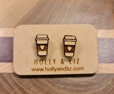 Holly and Liz - Coffee Cup Stud Earrings Made from Maple Wood