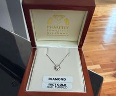 18 Carat White Gold Diamond Necklace. Never worn. Bought in Murphy Jewellers Kilkenny.