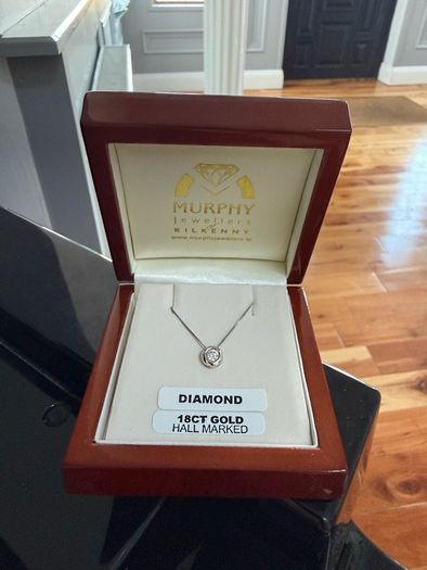 18 Carat White Gold Diamond Necklace. Never worn. Bought in Murphy Jewellers Kilkenny.