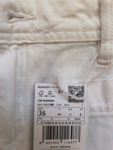New white mango jeans