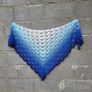 Handmade crochet triangle shawl wrap. Blue and white ombre lacy shawl Image 2