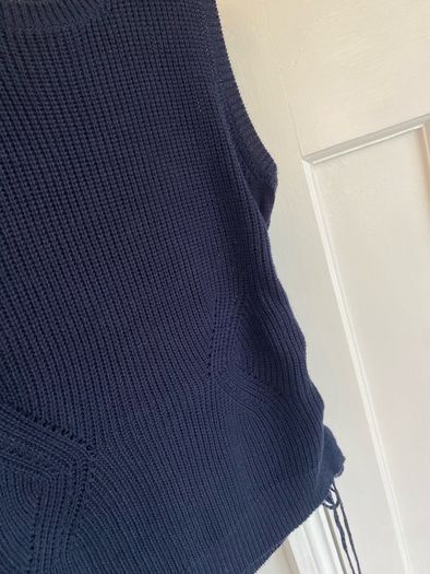 Grace & Mila Knit Sleeveless Navy Jumper with Tie Detail at the Side Size M Medium