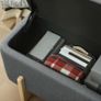 Storage stool with storage, bench with foam padding, linen-look, 111 x 44 x 44.5 cm, Dark gray Image 5