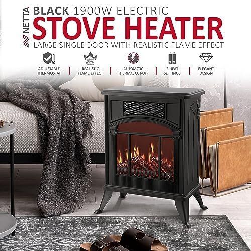 Stove Heater Electric Fireplace With Fire Flame Effect Freestanding