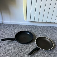 set of frying pans