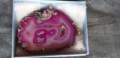 1 X Big Heavy Pink Druzy Pendant Boxed