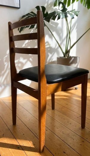 G Plan Mid Century Teak Oval Console Drop Leaf Dining Table & 4 Chairs
