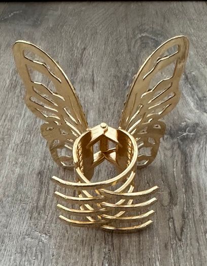 Gold with Silver Studs Butterfly Metal Claw Clip