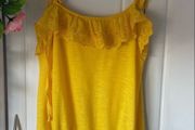 top river island bright yellow frilled top size 6