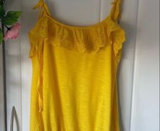 top river island bright yellow frilled top size 6