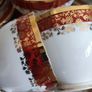 Vintage Royal Tara Tea Set Burgundy Red Gold Image 2