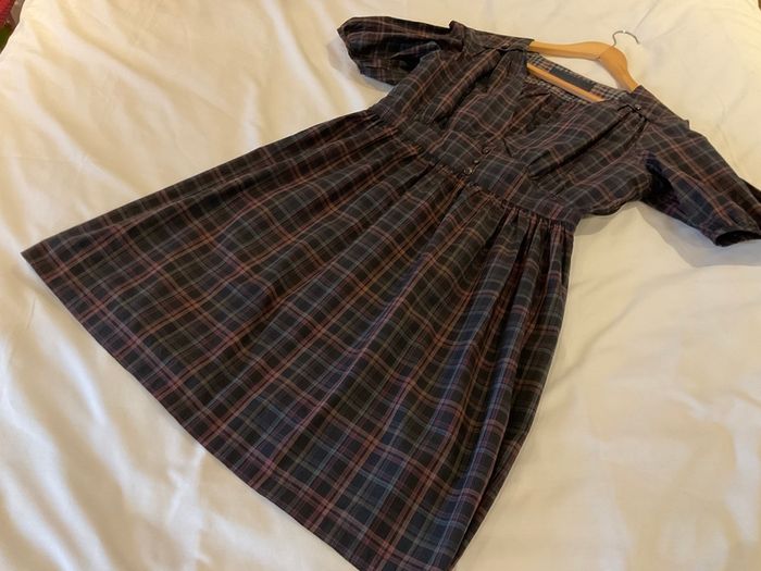 Gorgeous French designer Sessun black check boho style dress L 12